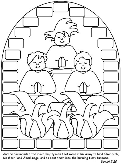 Shadrach, Meshach, and Abednego coloring page