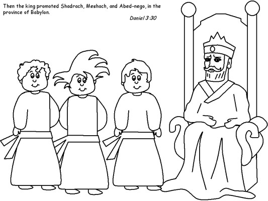 Shadrach, Meshach, and Abednego coloring page