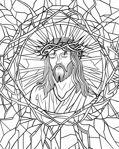 coloring page of Jesus wearing the crown of thorns