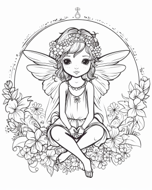 Fairy with crossed legs coloring page