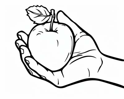 holding an apple coloring page