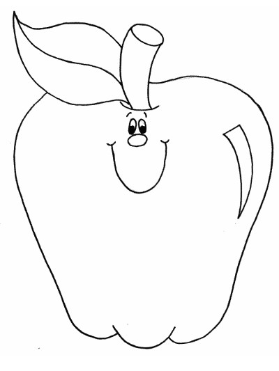 apple with a face coloring page