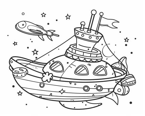 space pirate ship coloring page