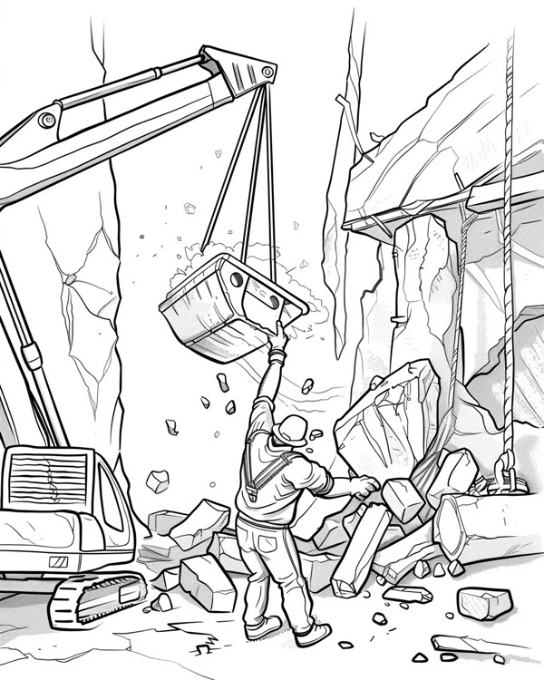 construction coloring page: demolition worker